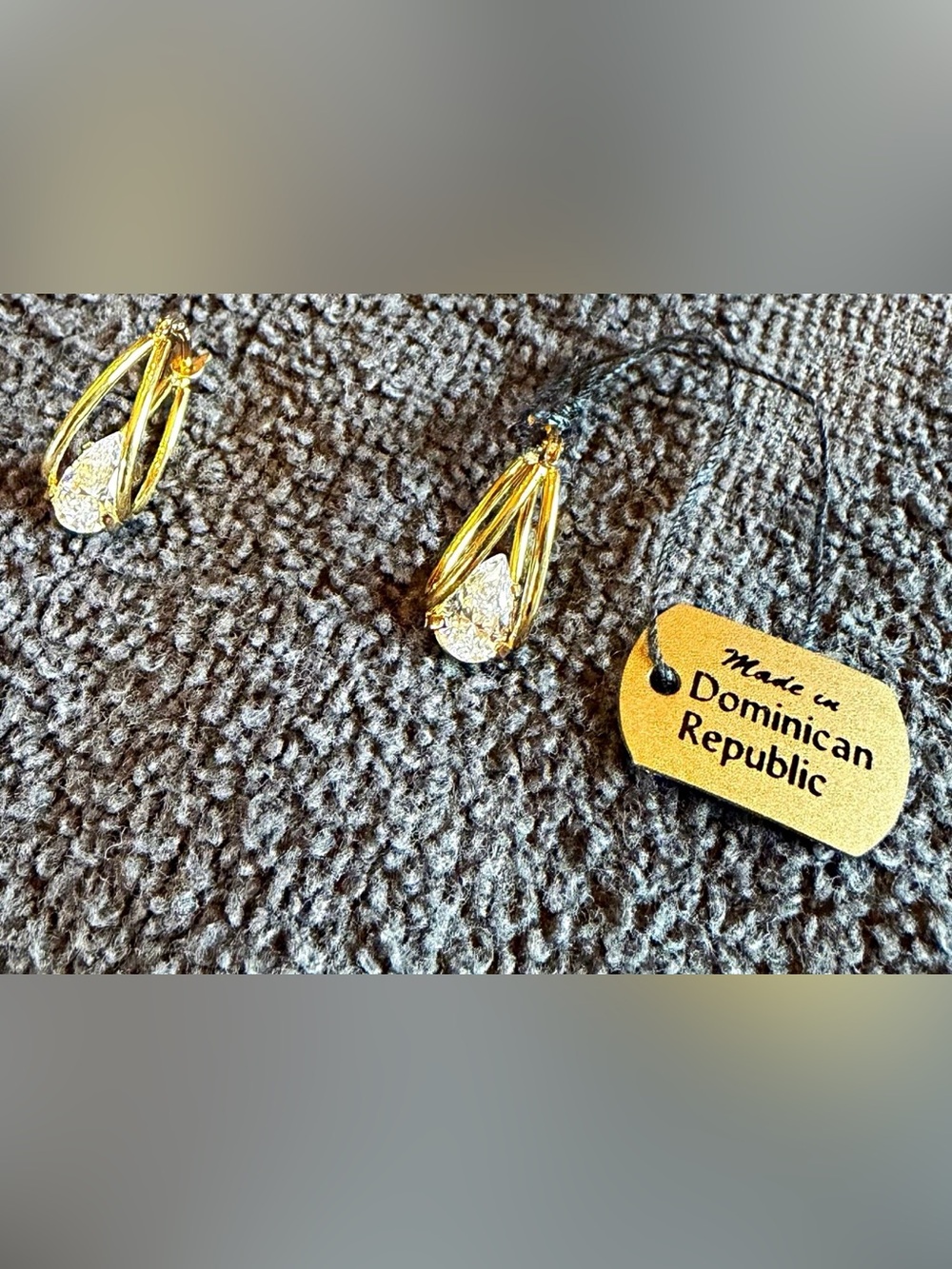 Diamonique .925 Sterling Silver with Gold Overlay CZ Drop Earrings. New!